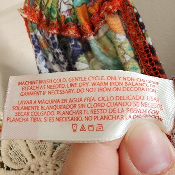 Whimsical Boho-Chic Top Juniors Sz XL (15-17) Beaded Free Spirits Patchwork - Picture 9 of 16